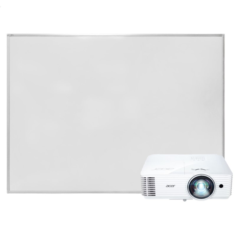 Дошка магнітно-маркерна матова в алюмінієвій рамці E-line 120*192(16:10) (WE120X192 E LINE) та короткофокусний проєктор Acer S1386WH (MR.JQH11.001)